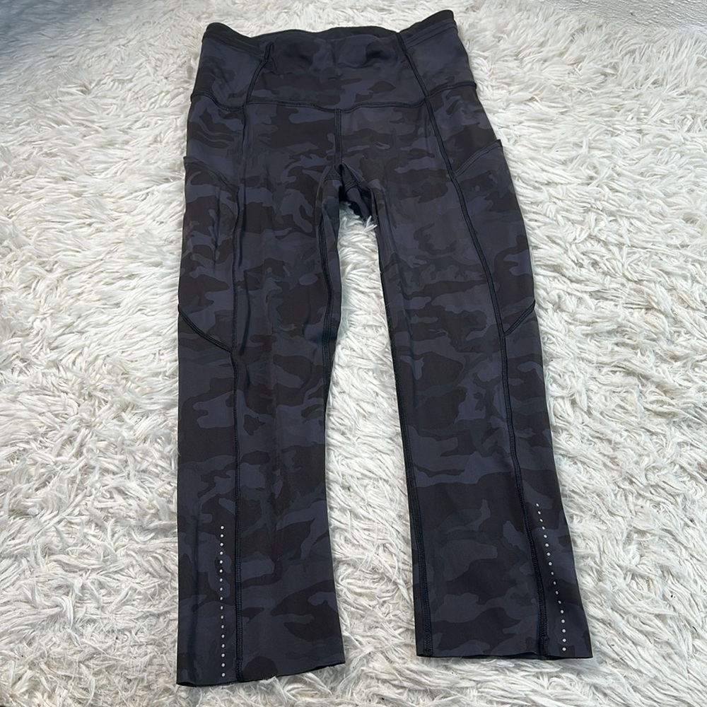 Lululemon Fast and Free Crop II 19" *Nulux Incognito Camo Multi Grey